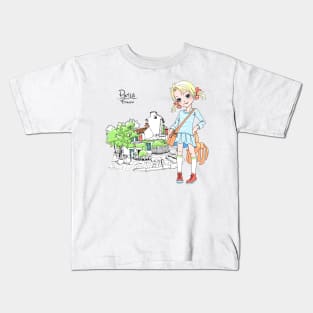 Cute girl in Paris, France Kids T-Shirt